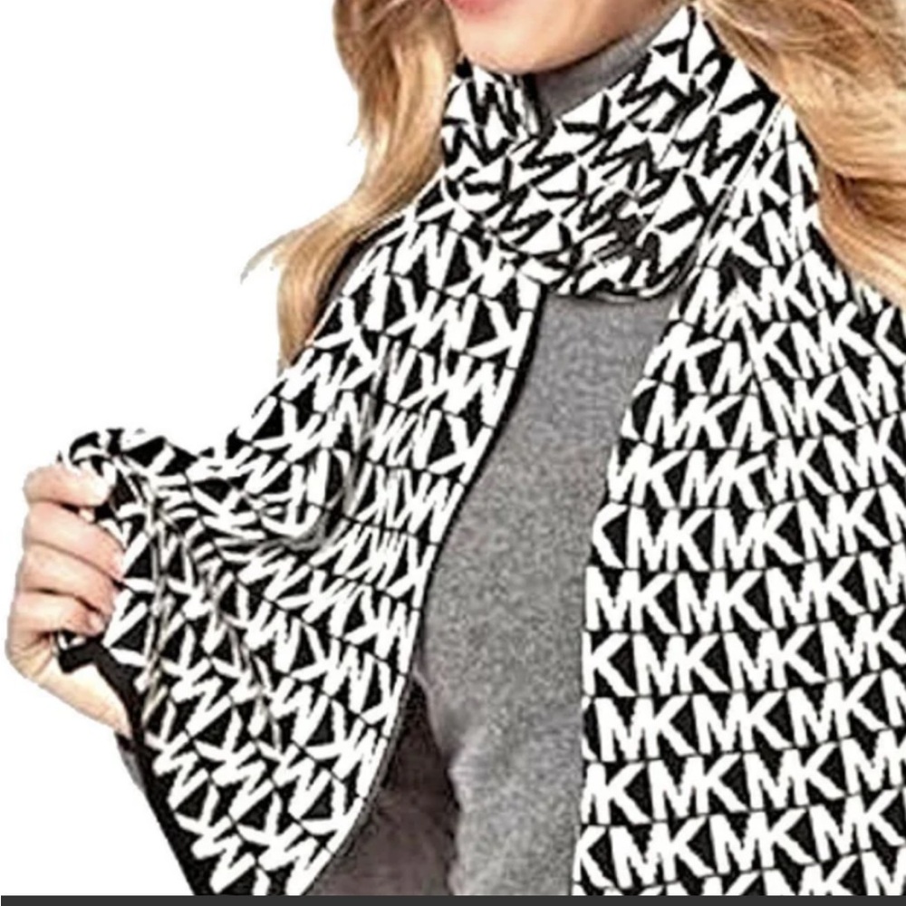 Michael Kors Monochrome MK Pattern Scarf